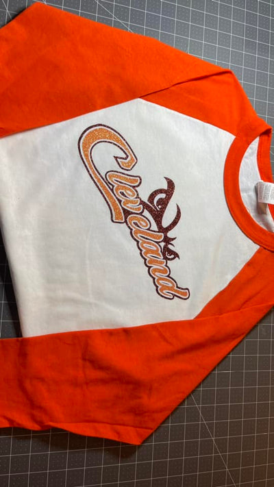 Cleveland Glitter Script Baseball Shirt
