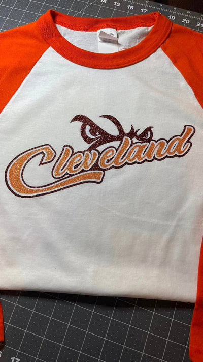 Cleveland Glitter Script Baseball Shirt