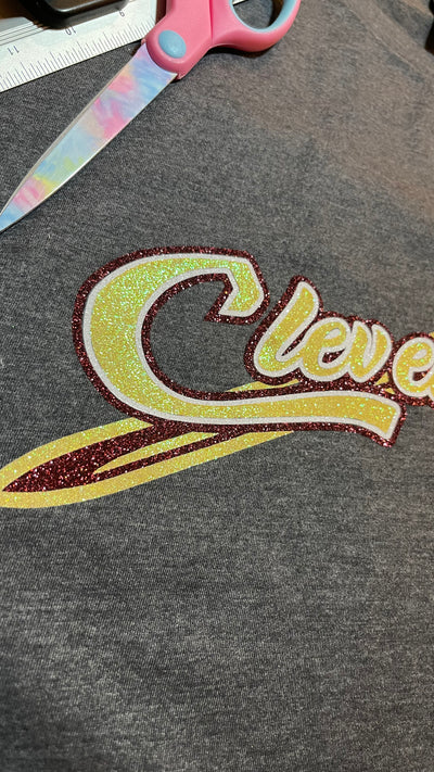 Cleveland Glitter Script in Cavaliers Colorway